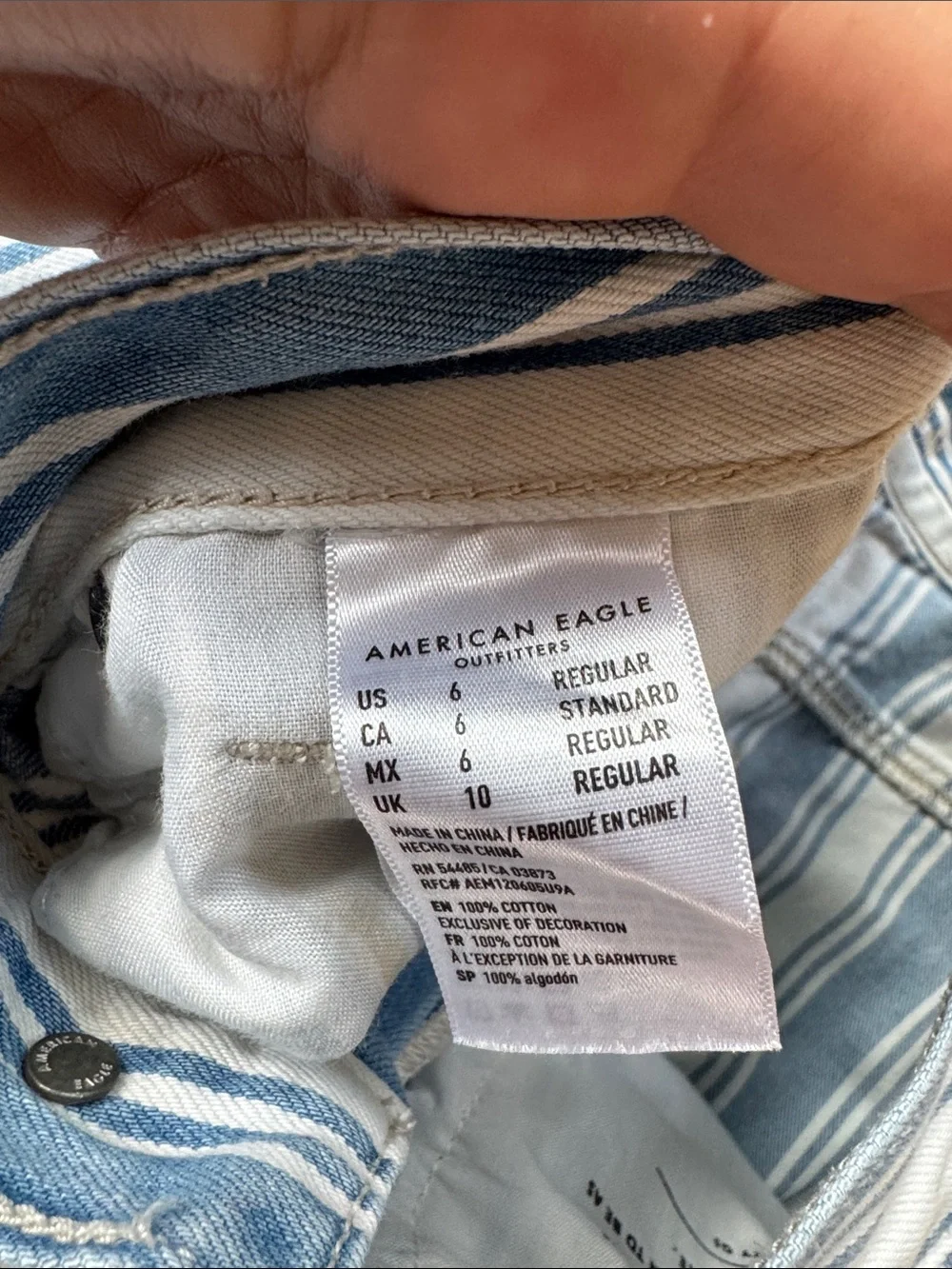 American Eagle mom jeans in blue and white stripes - 6